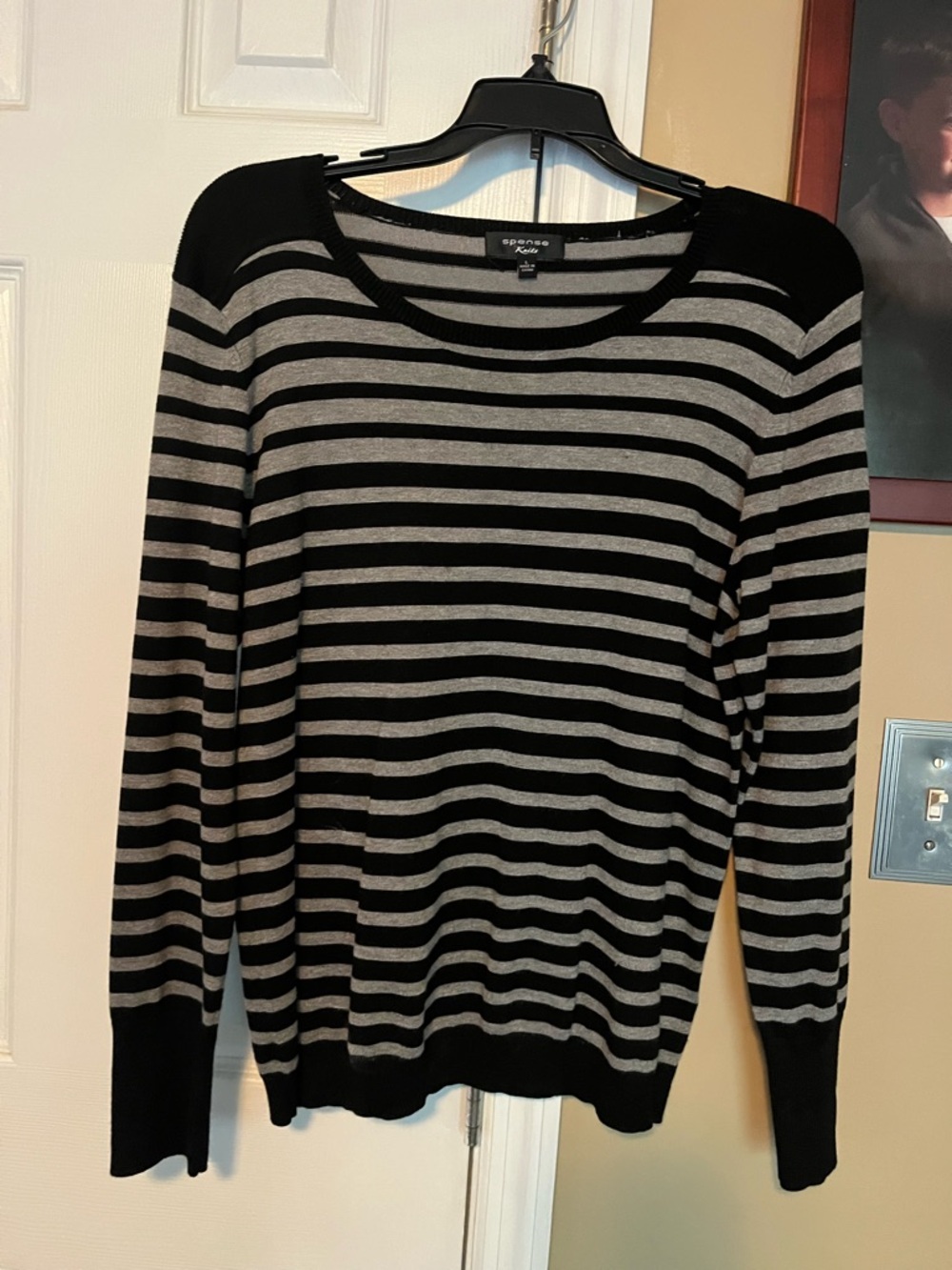 Spense  size large Black and Gray Striped Women's Sweater